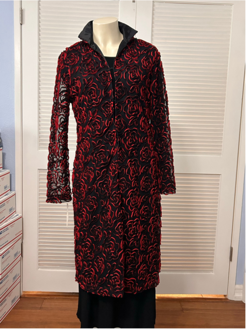 OT by Jamie Cha Red Floral 3D Rose Jacket Size M NWT